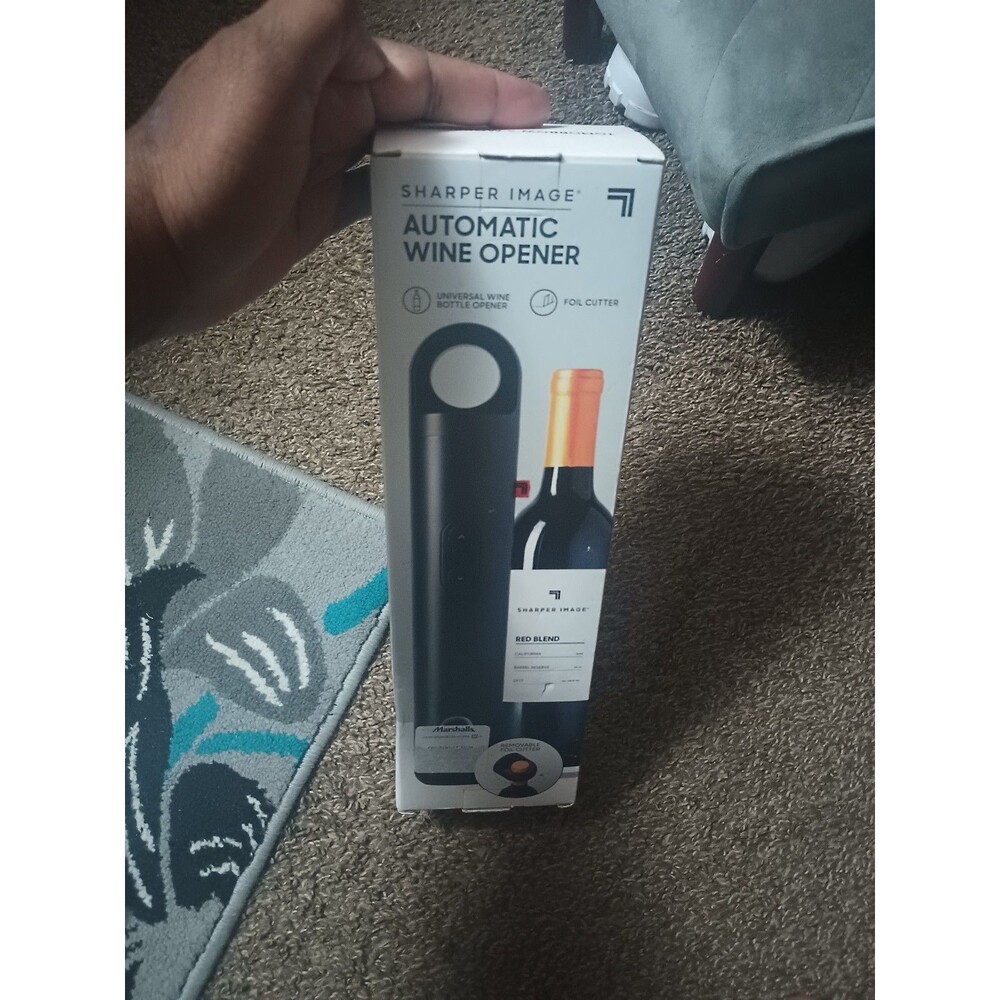 Sharper Image Automatic Universal Wine Bottle Opener Removable Foil Cutter Black